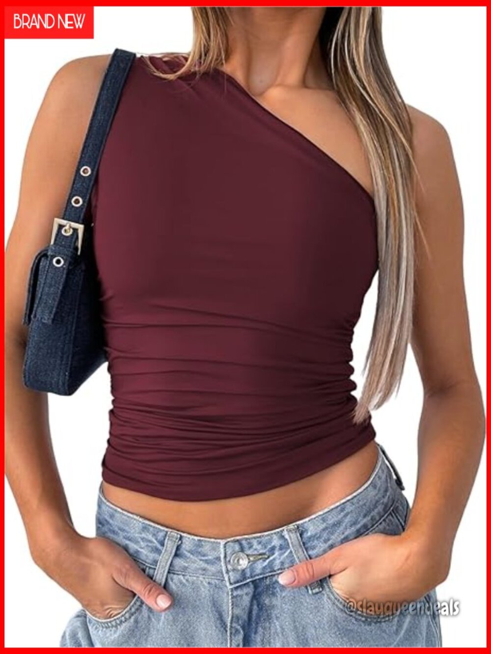 One Shoulder Crop Tank Top Slim Fit Sleeveless Y2K Going Out Top